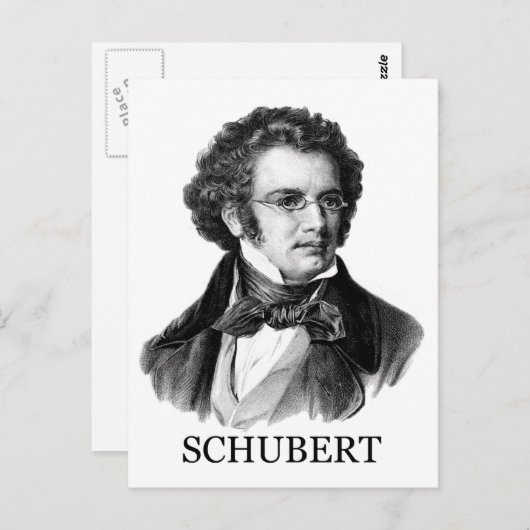 Franz Schubert, zwart Briefkaart (Voorkant / Achterkant)