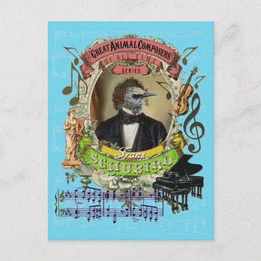 Franz Schubird Funny Bird Composer Schubert Briefkaart (Voorkant)