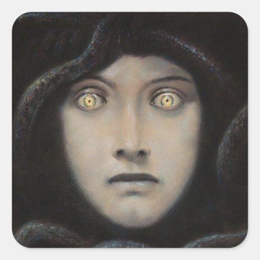 Franz von Stuck - hoofd van Medusa Vierkante Sticker (Voorkant)
