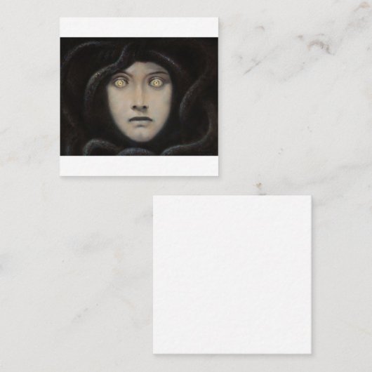 Franz von Stuck - hoofd van Medusa Vierkante Visitekaartje (Voorkant / Achterkant)