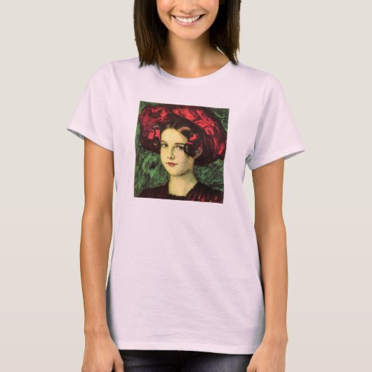 Franz von Stuck - Mary met rood pet T-shirt (Voorkant)