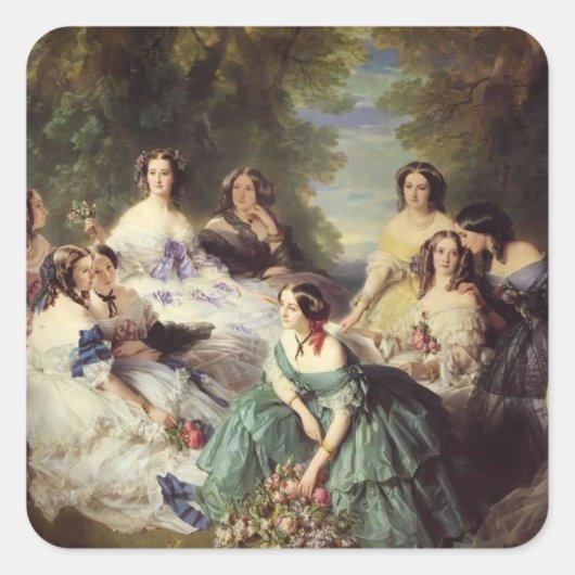 Franz Winterhalter-Empress Eugenie met haar Dames Vierkante Sticker (Voorkant)