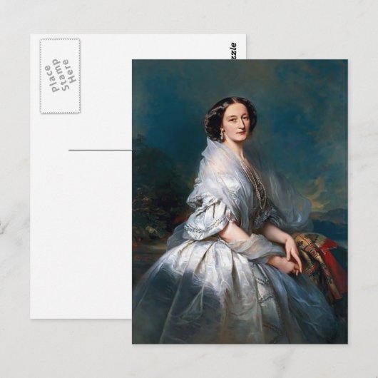Franz Winterhalter- Portret van Eliza Franciszka Briefkaart (Voorkant / Achterkant)