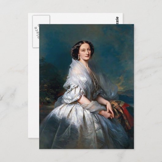 Franz Winterhalter- Portret van Eliza Franciszka Briefkaart (Voorkant / Achterkant)