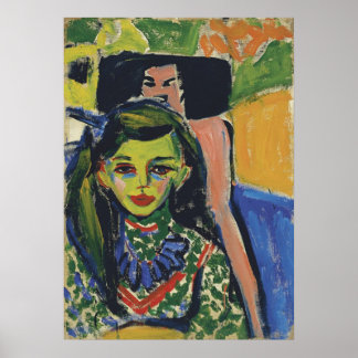 Franzi voor een gesneden stoel poster