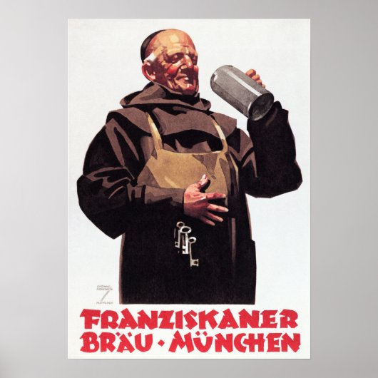 FRANZISKANER BRAU MUNCHEN ad German Beer Poster (Voorkant)