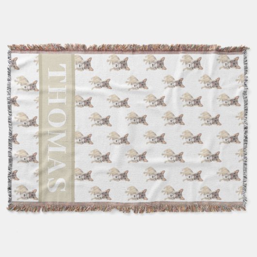 Französische (blau rehkinder driekleurige) babydek deken (Voorkant)