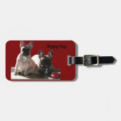 Französische Buldoggen Flo und Fips  Bagagelabel (Voorkant horizontaal)