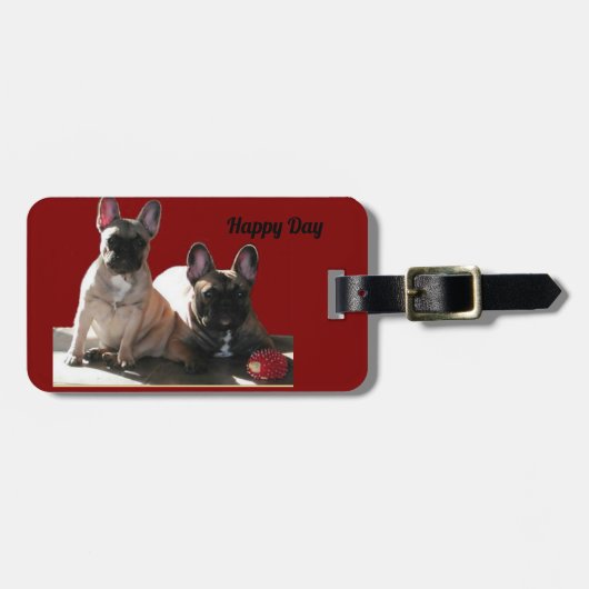 Französische Buldoggen Flo und Fips  Bagagelabel (Voorkant horizontaal)