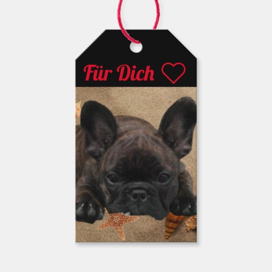 Französische Bulldogge am Meer French Bulldog Cadeaulabel (Voorkant)