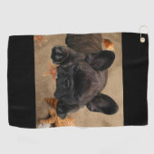 Französische Bulldogge am Meer French Bulldog Golfhanddoek (Horizontaal)