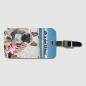 Französische Bulldogge am Strand    Bagagelabel (Voorkant (horizontaal))