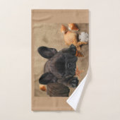 Französische Bulldogge am Strand French Bulldog Handdoek (Handdoek)