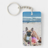 Französische Bulldogge am Strand French Bulldog Sleutelhanger (Voorkant)