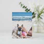 Französische Bulldogge am Strand  Postkarte Briefkaart (Staand voorkant)