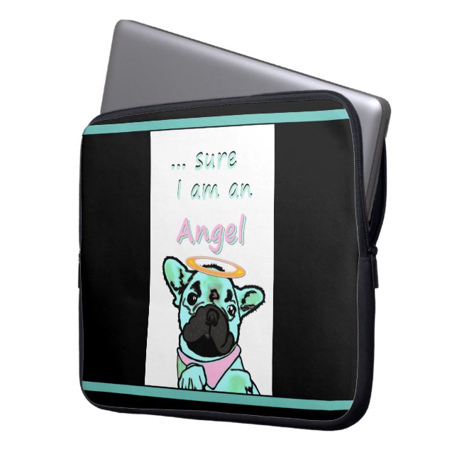 Französische Bulldogge Angel Laptop Sleeve (Voorkant Links)