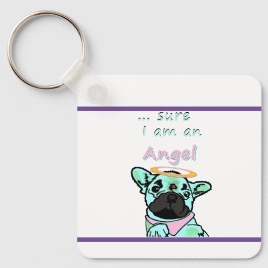 Französische Bulldogge Angel Sleutelhanger (Voorkant)