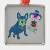Französische Bulldogge Anhänger Silbernes Ornament (Voorkant)