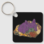 Französische Bulldogge auf Kissen Sleutelhanger (Voorkant)