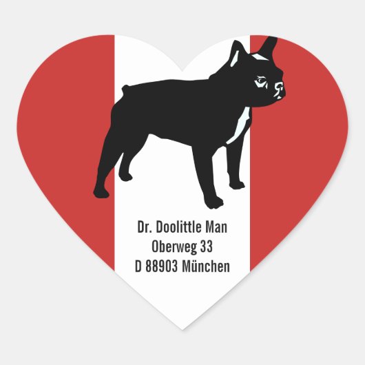 Französische Bulldogge Aufkleber mit Text Hart Sticker (Voorkant)