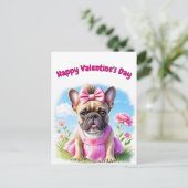 Französische Bulldogge Blumen French Bulldog Briefkaart (Staand voorkant)