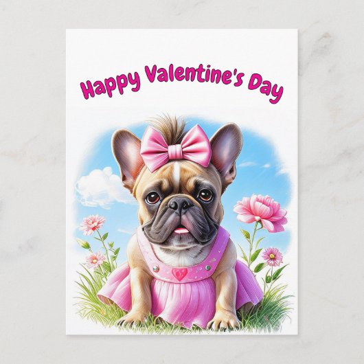 Französische Bulldogge Blumen French Bulldog Briefkaart (Voorkant)