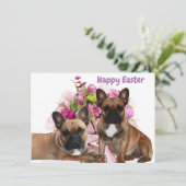 Französische Bulldogge Blumen French Bulldog Feier Feestdagenkaart (Staand voorkant)