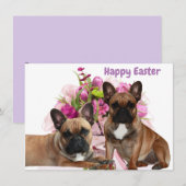 Französische Bulldogge Blumen French Bulldog Feier Feestdagenkaart (Voorkant / Achterkant)
