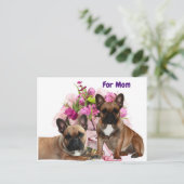 Französische Bulldogge Blumen French Bulldog Feier Feestdagenkaart (Staand voorkant)