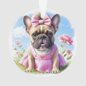 Französische Bulldogge Blumen French Bulldog Ornament (achterkant)