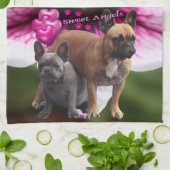 Französische Bulldogge Blumen French Bulldog  Theedoek (Gevouwen)