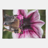 Französische Bulldogge Blumen French Bulldog  Theedoek (Horizontaal)