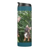 Französische Bulldogge Blumen French Bulldog  Thermosbeker (Geroteerd rechts)