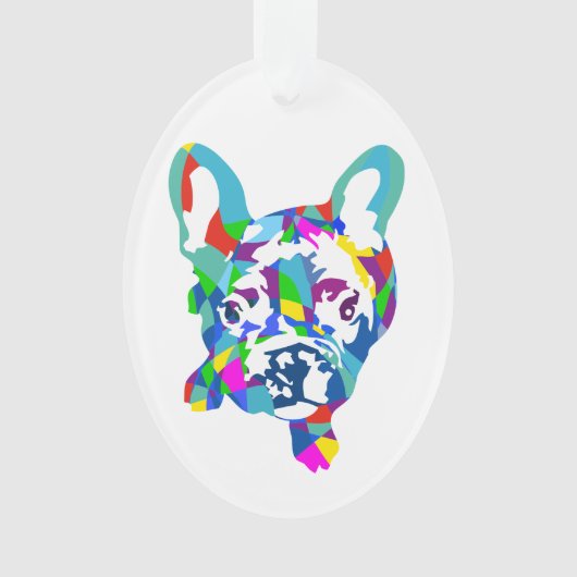 Französische Bulldogge Bunt Ornament (voorkant)