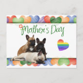 französische Bulldogge buntes Herz French Bulldog Briefkaart (Voorkant)
