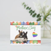 französische Bulldogge buntes Herz French Bulldog Briefkaart (Staand voorkant)