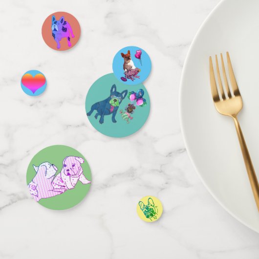 Französische Bulldogge Cartoon French Bulldog Confetti (Groep)