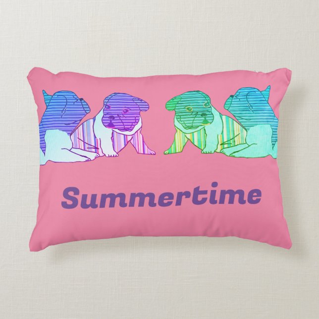 Französische Bulldogge Comic Neon French Bulldog Accent Kussen (Voorkant)