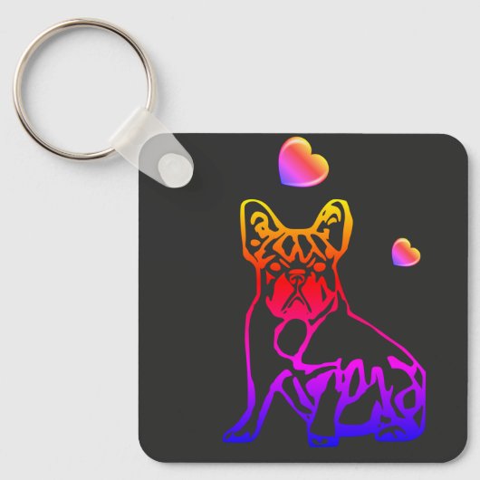 Französische Bulldogge Comic Sleutelhanger (Voorkant)