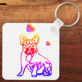 Französische Bulldogge Comic Sleutelhanger (Achterkant)