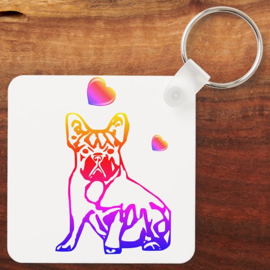 Französische Bulldogge Comic Sleutelhanger (Achterkant)
