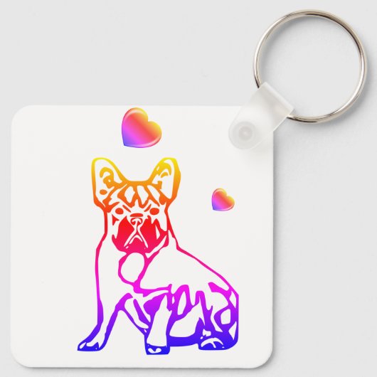 Französische Bulldogge Comic Sleutelhanger (Achterkant)