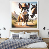 Französische Bulldogge Cowboyhut French Bulldog Canvas Afdruk (Insitu (Slaapkamer))