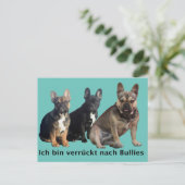 Französische Bulldogge drei Freunde French Bulldog Briefkaart (Staand voorkant)
