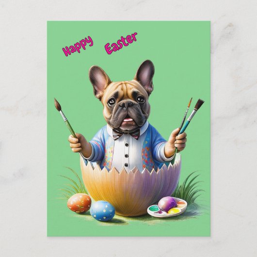 Französische Bulldogge Ei Ostern French Bulldog Briefkaart (Voorkant)