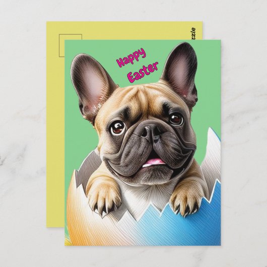 Französische Bulldogge Ei Ostern French Bulldog Briefkaart (Voorkant / Achterkant)