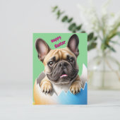 Französische Bulldogge Ei Ostern French Bulldog Feestdagenkaart (Staand voorkant)
