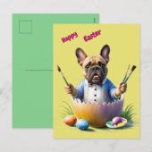 Französische Bulldogge Ei Ostern French Bulldog Feestdagenkaart (Voorkant / Achterkant)