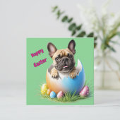 Französische Bulldogge Ei Ostern French Bulldog Kaart (Staand voorkant)
