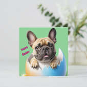 Französische Bulldogge Ei Ostern French Bulldog Kaart (Staand voorkant)